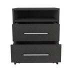 Nightstand 20" H, 2 Drawers, Superior Top, Metal Handles, Black