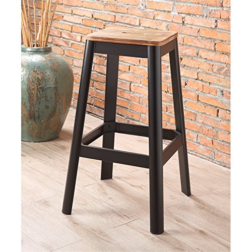 Acme Jacotte Wood Bar Stool in Natural and Black
