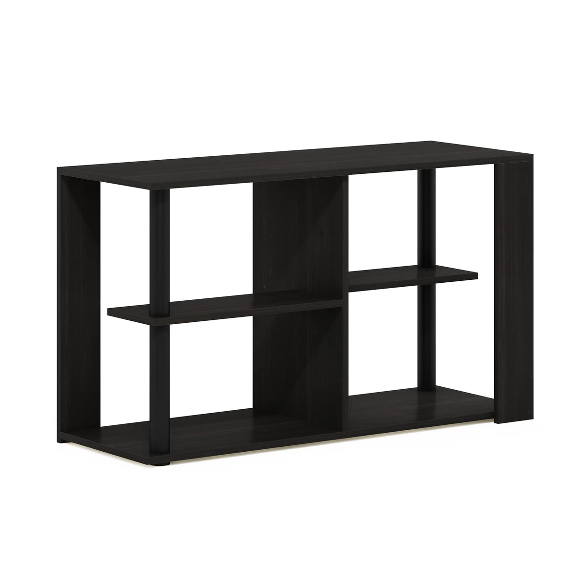 Furinno Romain Narrow End Table With Shelves, Espresso/Black