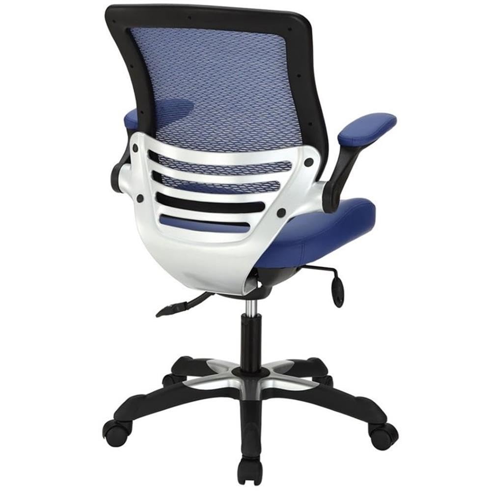 Modway Edge Modern Style Leatherette Office Chair In Blue Finish