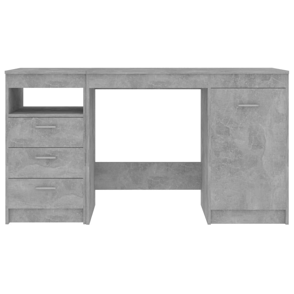 vidaXL Modern Desk with Drawers and Door - 55.1&quot;x19.7&quot;x29.9&quot; Engineered Wood Study Desk with Storage - Concrete Gray Office Furniture