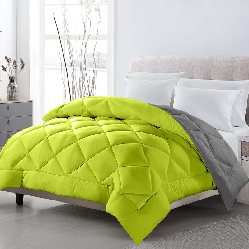 TundwalS Microfiber Reversible Solid Extra Comfort & Soft Comforter||Blanket Double Bed 210 Gsm Quilt P Green  Grey 1 (Piece)