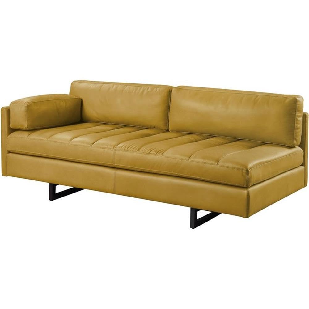Acme Radia Sofa with Pillow in Yellow Turmeric Top Grain Leather