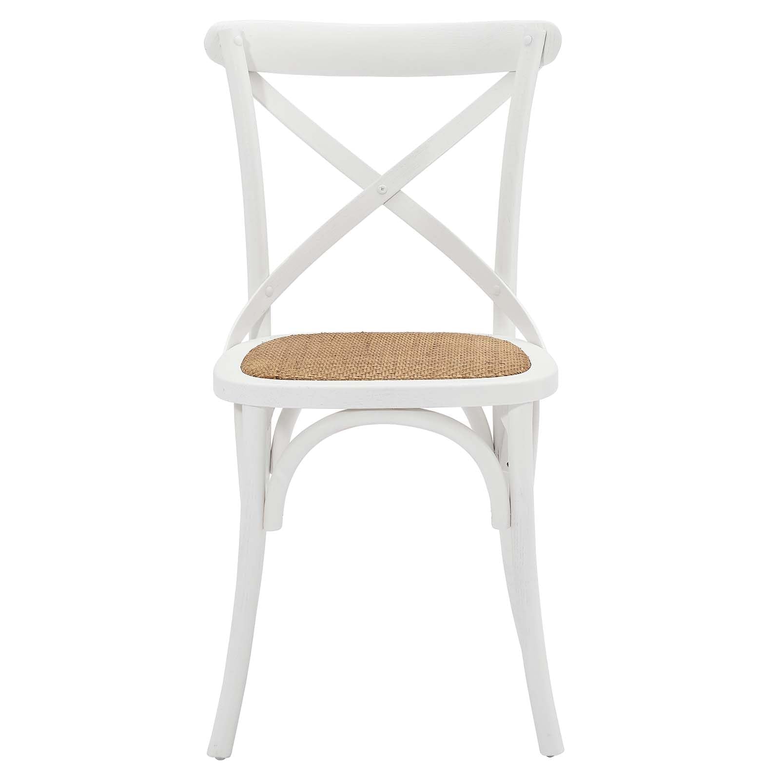 Modway Gear Rustic Modern Farmhouse Elm Wood Rattan Dining Chair in White