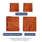 Extra Deep Pocket King Sheets - 4 Piece Breathable & Cooling Bed Sheets - Hotel Luxury Bed Sheet Set - Soft, Wrinkle Free & Comfy - Easily Fits Extra Deep Mattresses - Deep Pocket Terracotta Sheets
