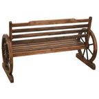 vidaXL Patio Bench in Solid Firwood with Unique Wagon Wheel Design, 44" Farmhouse Style Outdoor Seating