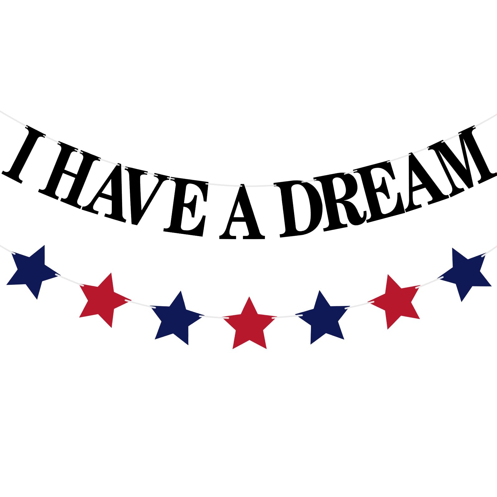 Gilprop I Have a Dream Mlk Garland Banner Blue and Red African American Star Civil Pastor Black History Month Garland Decoration