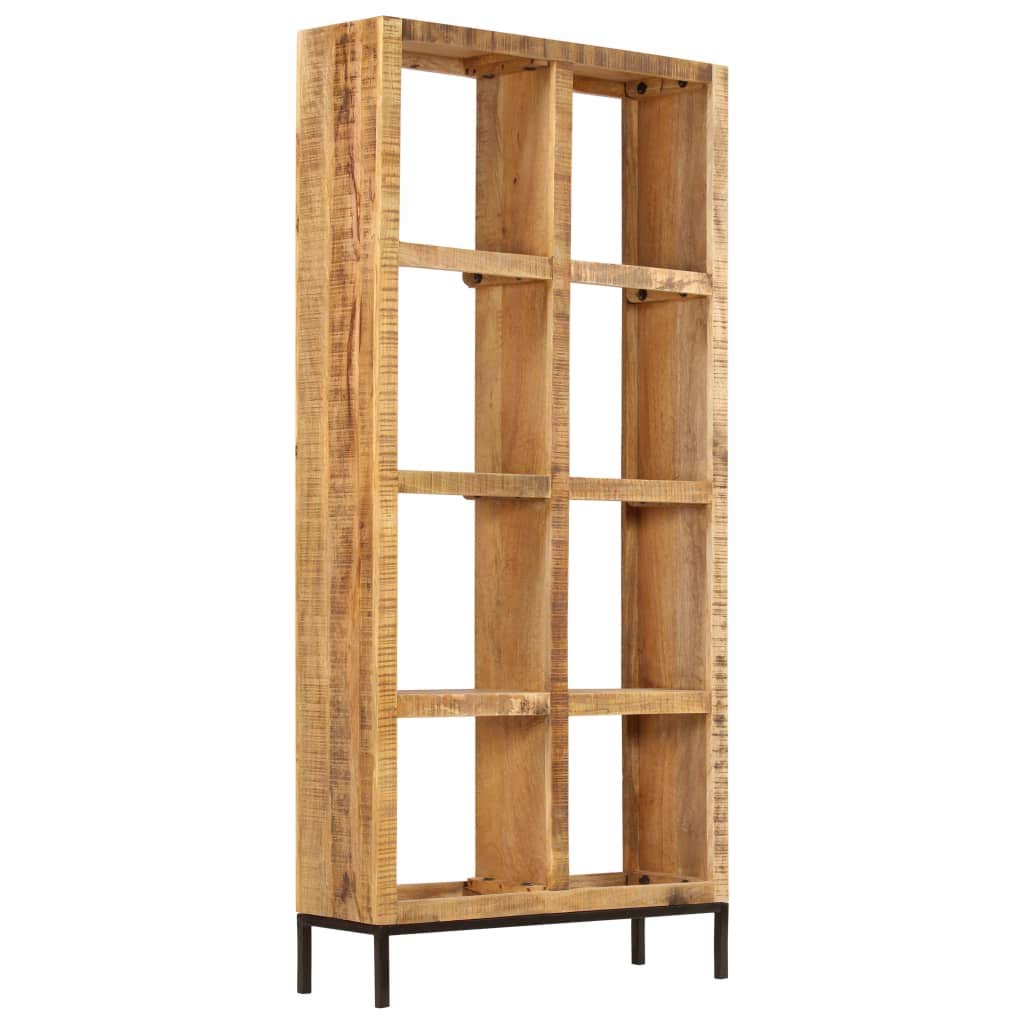 vidaXL Industrial Bookshelf Made of Solid Mango Wood with 8 Compartments, Polished and Lacquered - Brown, 31.5&quot;x9.8&quot;x68.9&quot;