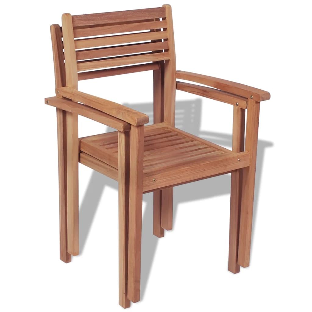 vidaXL 2 pcs Patio Chairs - Teak Wood Stackable Chairs for Patio/Lawn/Garden/Home – Fine Sanded Finish - Weather-Resistant - Stackable for Storage - Stylish & Versatile - Brown