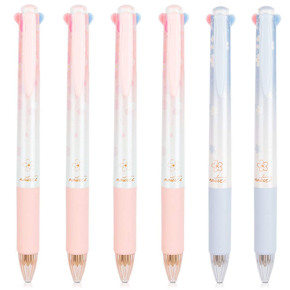 Ipienlee Cherry Multicolor Ballpoint Pens Set 0.7 Mm Ball Point Pen 4 Color Ink (Black, Blue, Red, Green) In One Retractable Bal