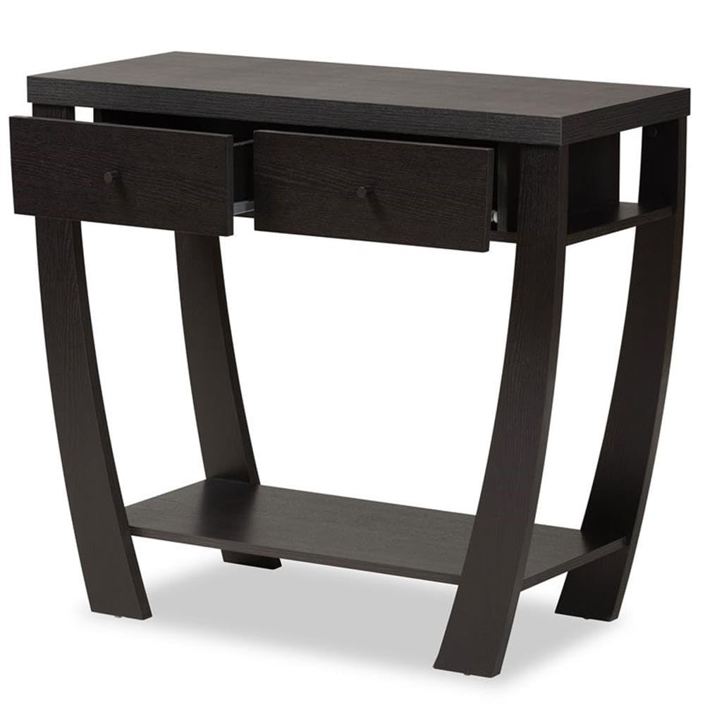 Baxton Studio Capote Modern and Contemporary Dark Brown Finished Wood 2-Drawer Console Table