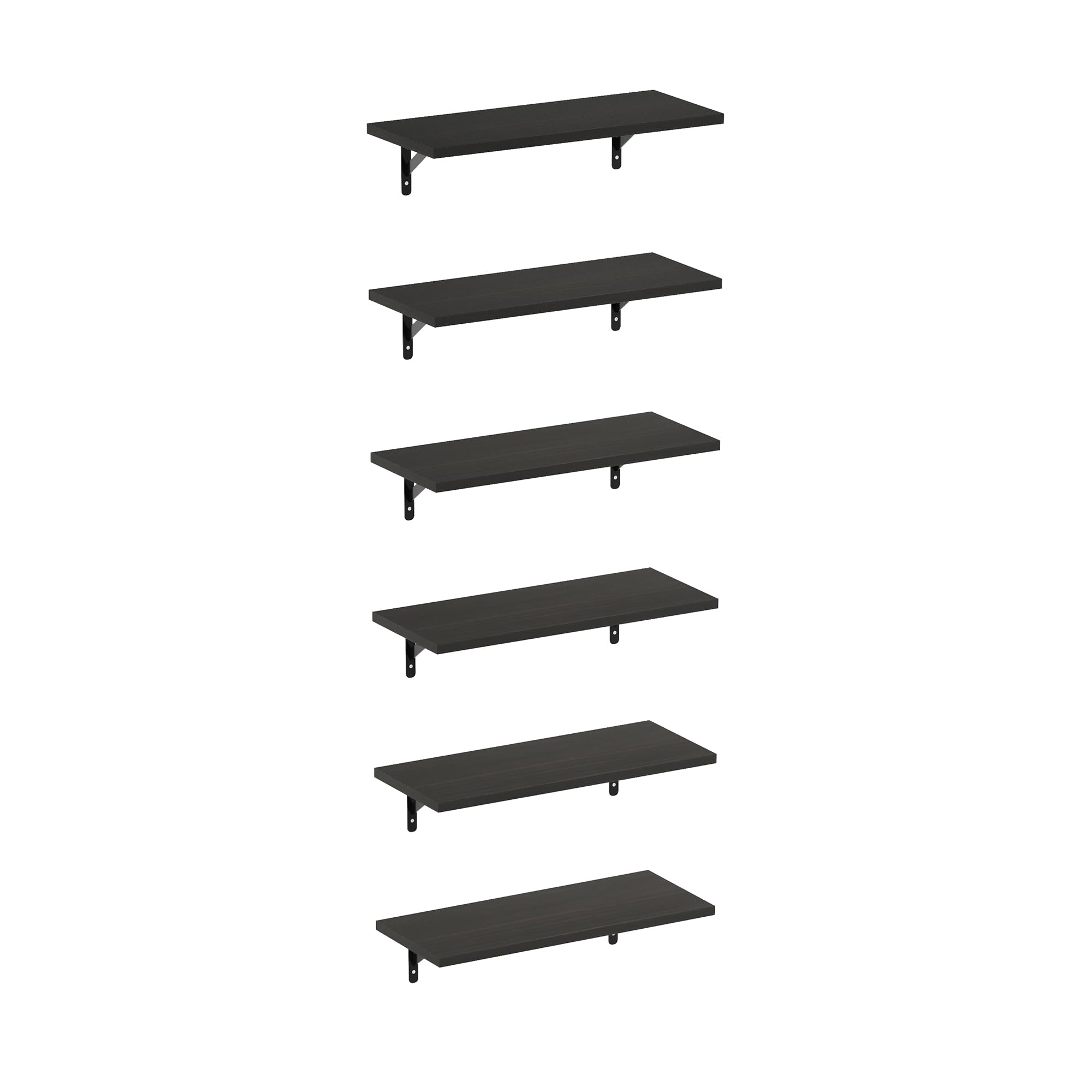 Furinno Rossi 18-Inch Wall Mounted Floating Display Shelves, Espresso, Set of 6