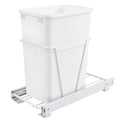 Rev-A-Shelf Single Pullout 35 Quart Trash Can for Base Kitchen or Bathroom Cabinets with Slides and Simple Installation, White, 