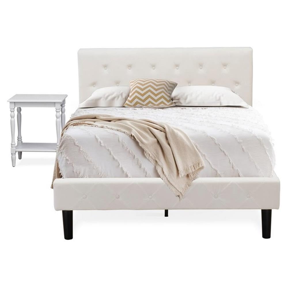 East West Furniture NL19F-1BF14 2 Piece Bedroom Set - 1 Full Bed White Velvet Fabric Headboard and 1 Nightstand Bedroom - Urban Gray Finish Nightstand