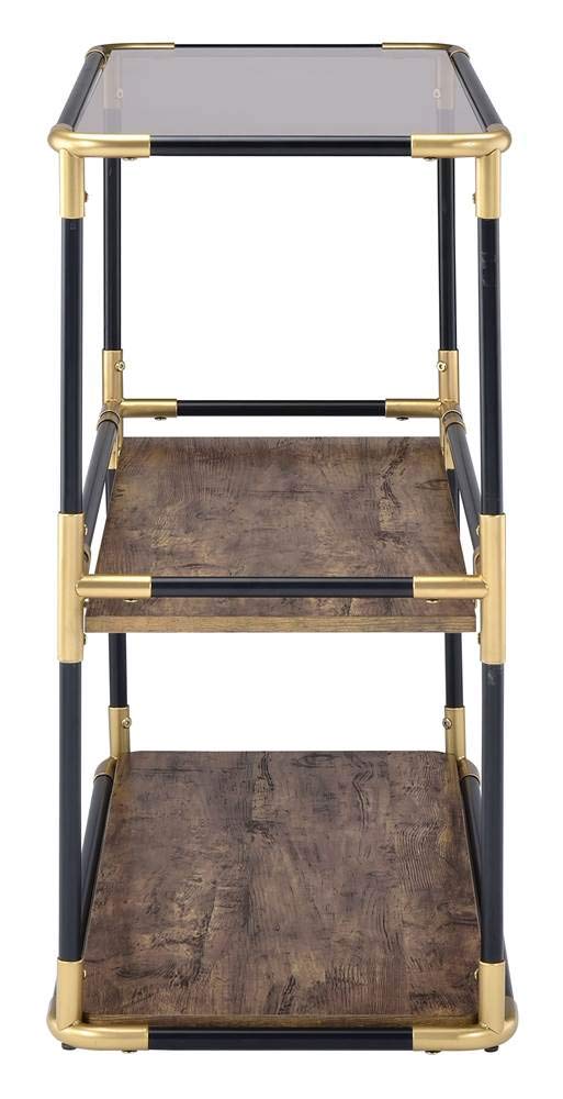 ACME Furniture Heleris Console Table, Black/Gold & Smoky Glass