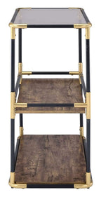 ACME Furniture Heleris Console Table, Black/Gold & Smoky Glass
