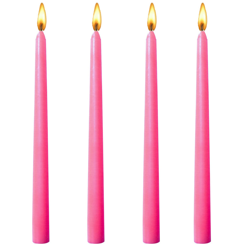10 Inch Pink Taper Candles-Set Of 4 Tapered Candle, Tall Candlesticks,Home Dinner Candle, Party, Wedding, Halloween, Christmas C