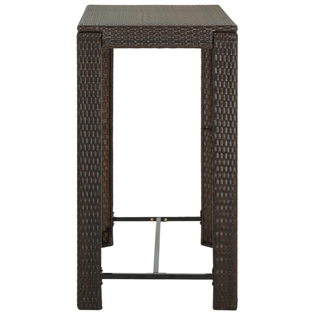 vidaXL Brown Patio Bar Table with Powder-Coated Steel Frame and PE Rattan Material, Rectangular Design for Indoor and Outdoor Use, Dimension: 39.4&quot;x23.8&quot;x43.5&quot;