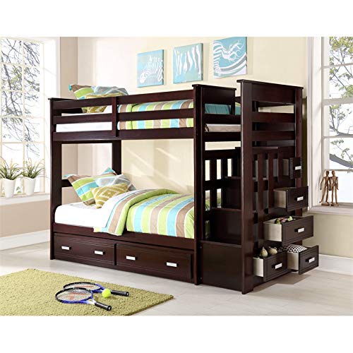 Acme Allentown Twin/Twin Bunk Bed with Storage Ladder & Trundle in Espresso