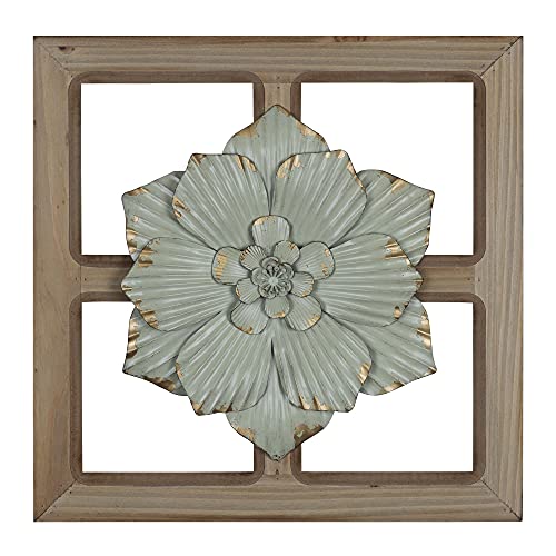 HomeRoots Multi MDF Green Floral Wood and Metal Wall Decor