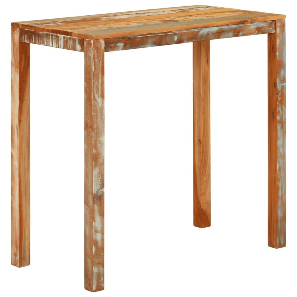 vidaXL Wood Reclaimed Solid Bar Table - 44.1&quot;x21.7&quot;x42.5&quot; Rustic Farmhouse Style, Multi-Color Finish Iron Frame, Environmentally Friendly, Handmade Unique Dining Room Furniture