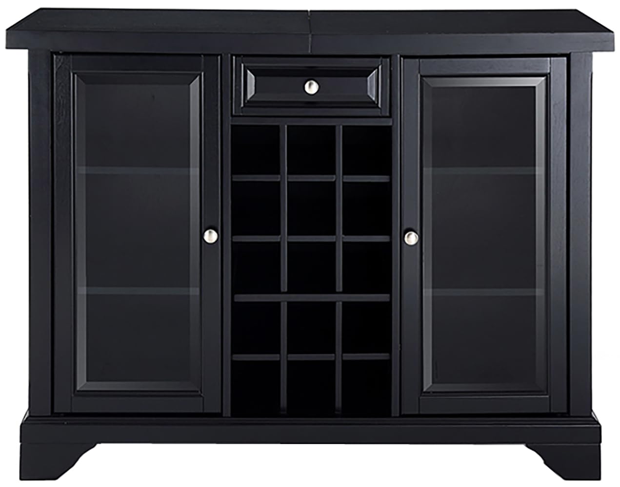 Crosley Furniture Lafayette Sliding Top Bar Cabinet With Storage Shelves, Drawer, And Wine Rack, Black