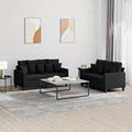 vidaXL Contemporary 2-Piece Sofa Set with Cushions - Durable Black Fabric Upholstery - Metal and Plywood Frame - Comfortable and Stylish Seating Solution