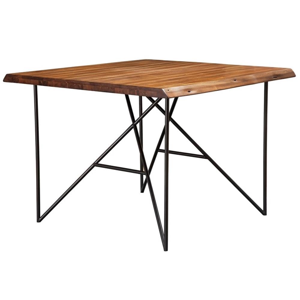 Alpine Furniture Live Edge Pub Table, Brown And Black