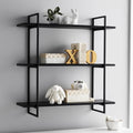 Brown Art SHOPPEE 3 Tier Metal & Engineered Wood Home Floating Shelves for Wall Dcor Storage, Wall Shelf, Wall Mounted Shelf for