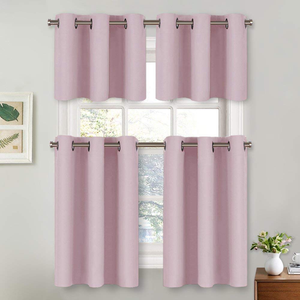 Nicetown Baby Pink Window Treatment Valance - Thermal Insulated Eyelet Top Cute Curtains For Girl'S Bedroom/Nursery (Lavender Pink, 2 Panels, 42W By 18L 1.2 Inches Header)