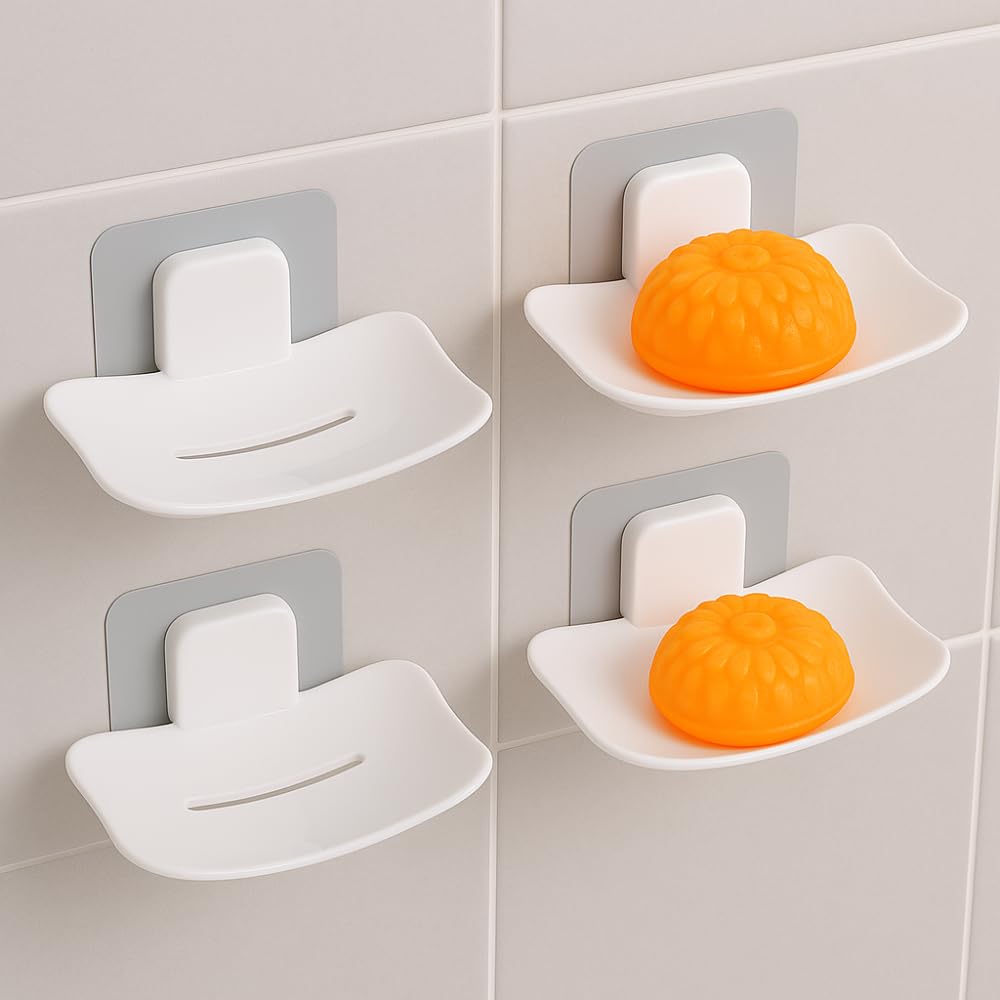 WORA Soap Stand for Bathroom  Self Adhesive, Wall Mounted Bathroom Accessories, No Drill Holder, Ideal for Kitchen Accessories