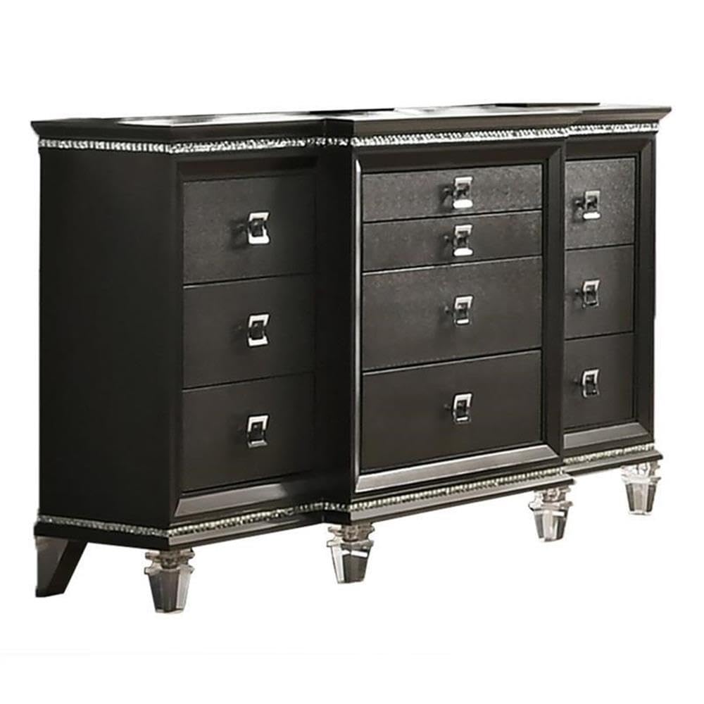 Best Quality Furniture Bellagio 3Pc Queen Bed + Dresser + Nightstand, Metallic Gray