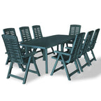 vidaXL Patio Dining Set 9 Piece, Patio Dining Table Set with Folding Armchairs, Outdoor Furniture Set for Garden Balcony, Plastic Green