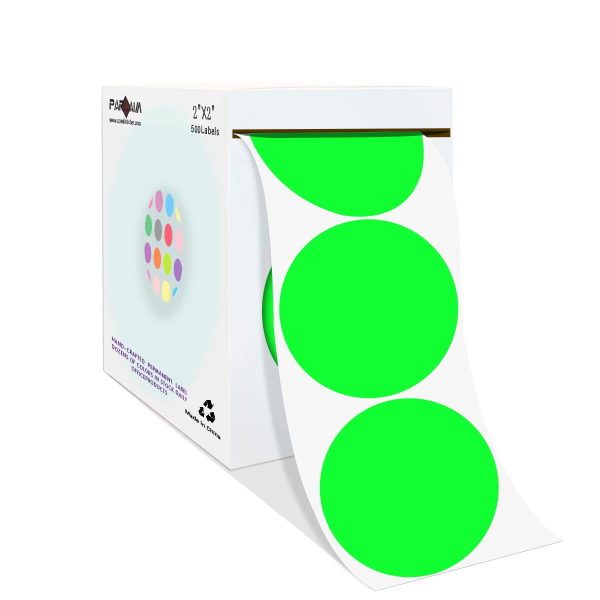 Parlaim 2   Color Coding Labels Stickers,500Pcs Round Circle Dot Stickers For Inventory Office Home Fluorescent Green
