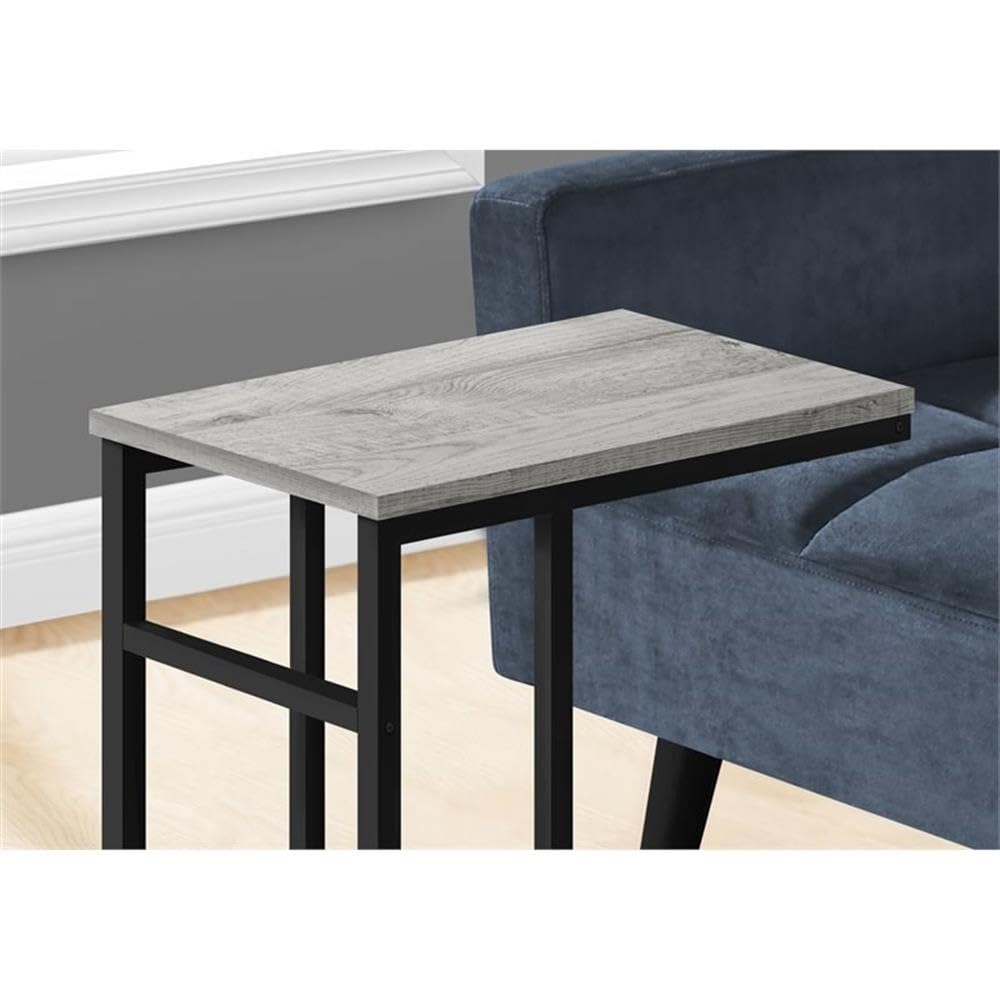 Monarch Specialties 2171 Accent Table, C-Shaped, End, Side, Snack, Living Room, Bedroom, Metal, Laminate, Grey, Black, Contemporary, Modern Table-24, 18&Quot; L X 11.75&Quot; W X 24&Quot; H