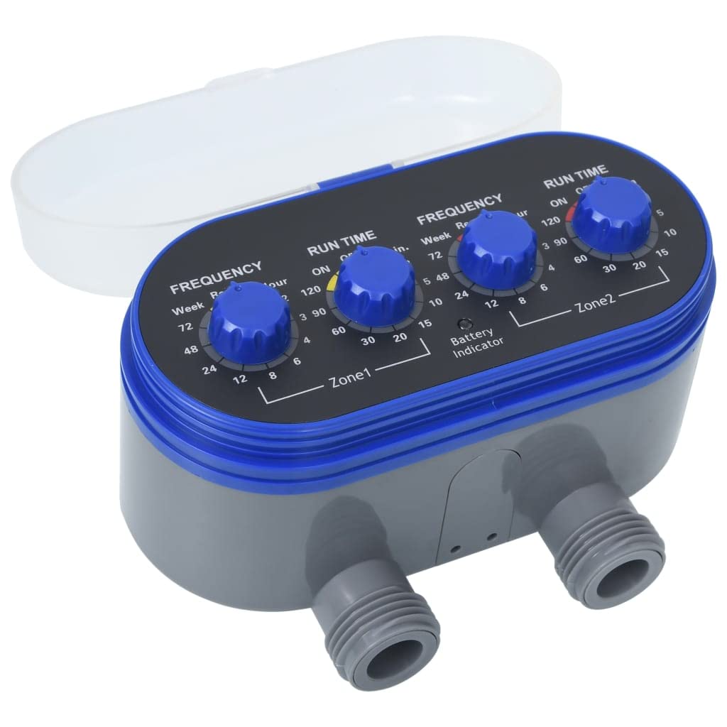 Vidaxl Double Outlet Automatic Water Timer With Adjustable Watering Frequency | Abs Construction | For Efficient Garden Watering