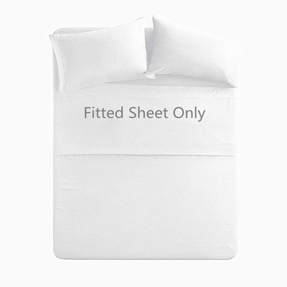 Queen Size Premium Cotton Fitted Sheet Only - 300 Thread Count Pure Natural Cotton Fabric - 15' Deep Pocket,Breathable,Ultra So