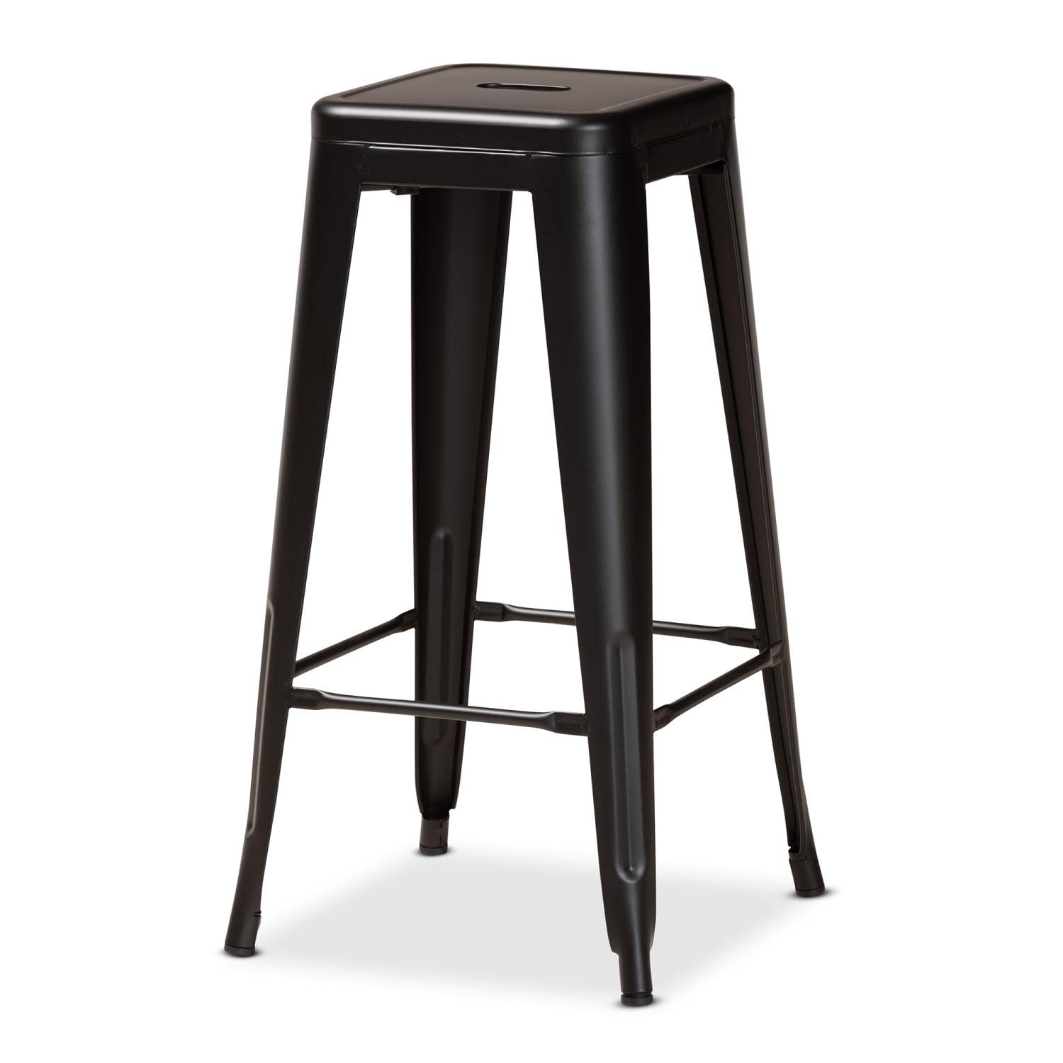 Baxton Studio Horton Modern and Contemporary Industrial Black Finished Metal 4-Piece Stackable Bar Stool Set