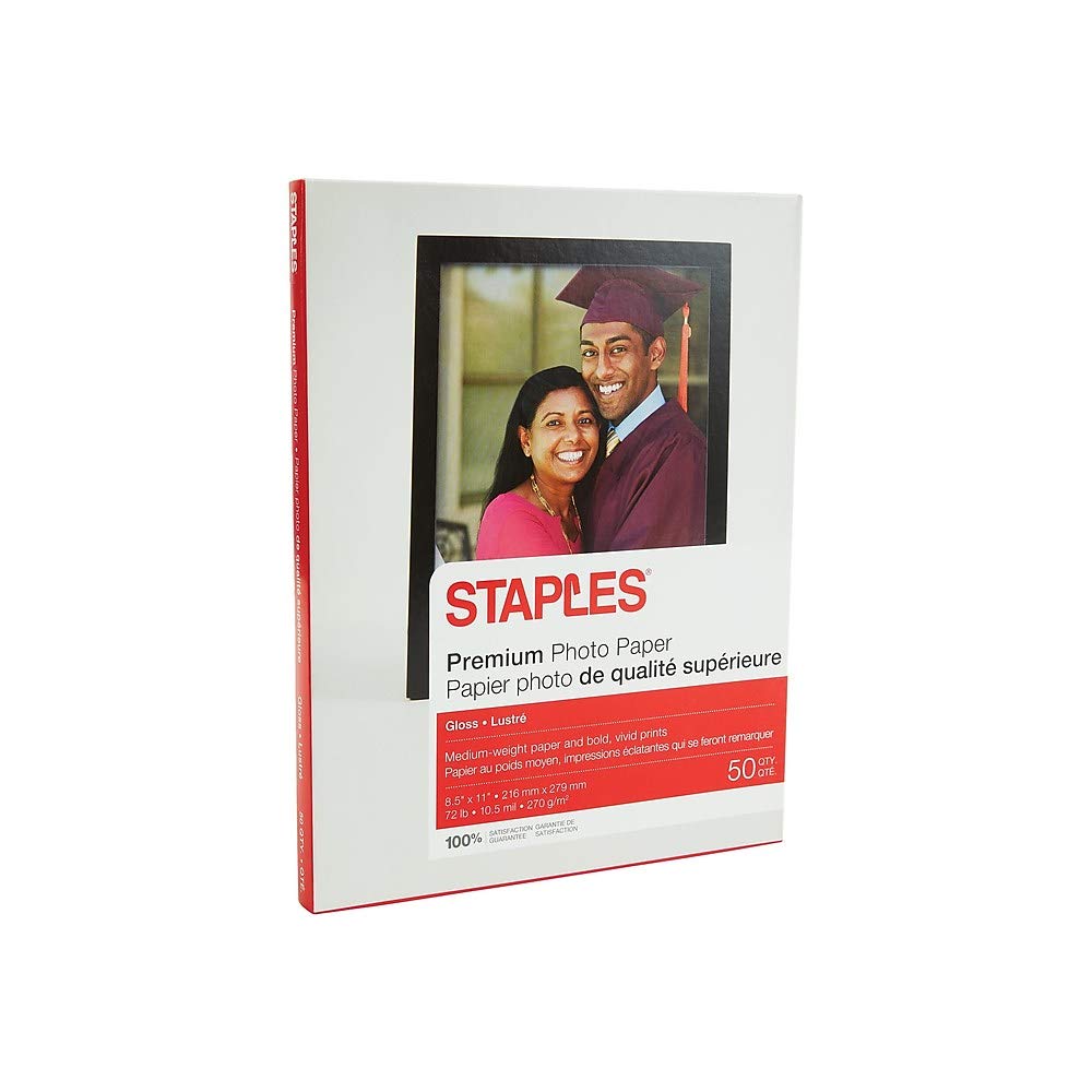 Staples 648178 Premium Glossy Photo Paper 8.5-Inch X 11-Inch 50/Pack (19899-Cc)
