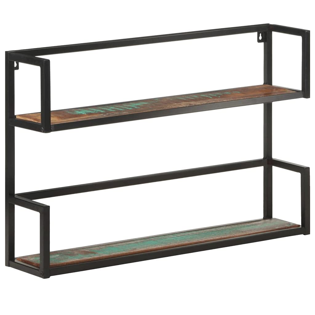 Vidaxl Wall Shelf - Industrial Hanging Shelves With Black Iron Frame, Constructed From Rough Mango Wood, Ideal For Books And Decor Display, Size: 31.5&quot;X7.9&quot;X23.6&quot;