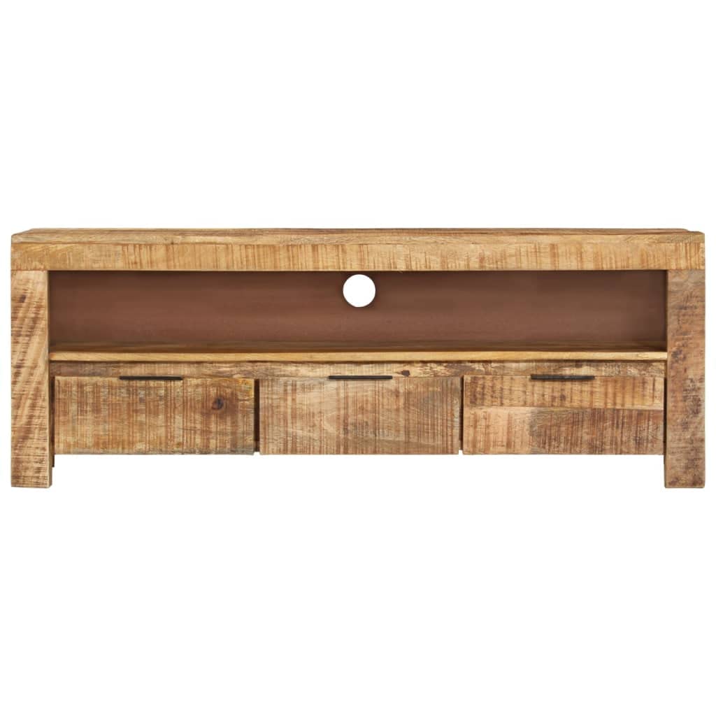 vidaXL Sturdy Mango Wood TV Stand - Rough Mango Wood Media Unit with Ample Storage Space, Unique Wood Grains, and Durable Build