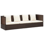 vidaXL Patio Couch, Sunlounger with Cushion, Sunbed with Adjustable Backrest and Footrest, Patio Wicker Furniture for Porch, Poly Rattan Brown