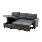 Lilola Home Sierra Dark Gray Linen Reversible Sleeper Sectional Sofa with Storage Chaise