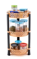 EShop 3 Layer Multipurpose Plastic Kitchen Storage Rack | Vegetable Basket Organizer | Stackable Storage Stand For Home, Pantry