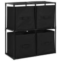vidaXL Modern Black Storage Cabinet with 4 Fabric Baskets - 24.8"x11.8"x28" Steel Frame Sideboard - Portable and Versatile Home Décor