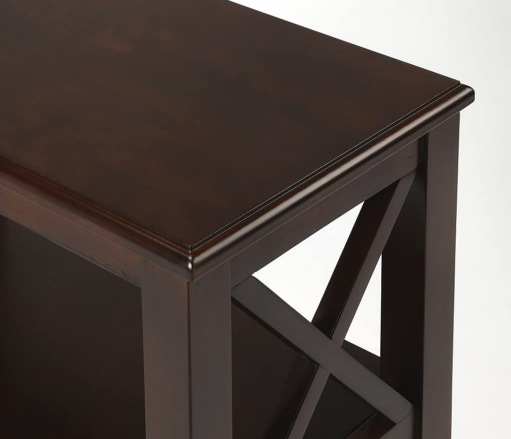 HomeRoots Dark Brown Poplar Solids, MDF, Cherry Veneer Vance Plantation Cherry Bookcase