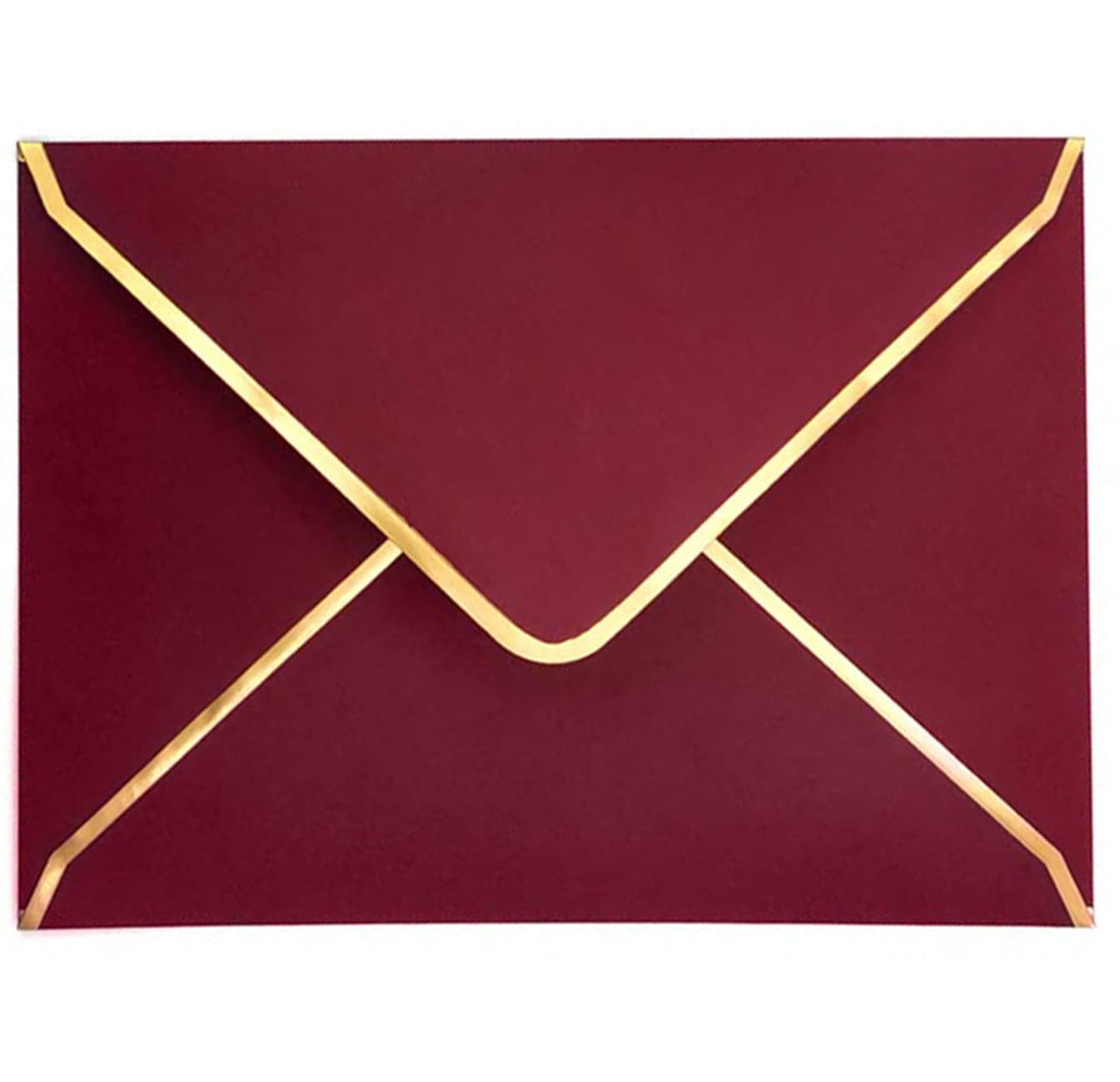 50 Pcs Invitation Envelopes A7 Size, Burgundy Envelopes 5 X 7 Inch V-Flap Mailing Card Envelopes Quick Seal Envelopes With Gold