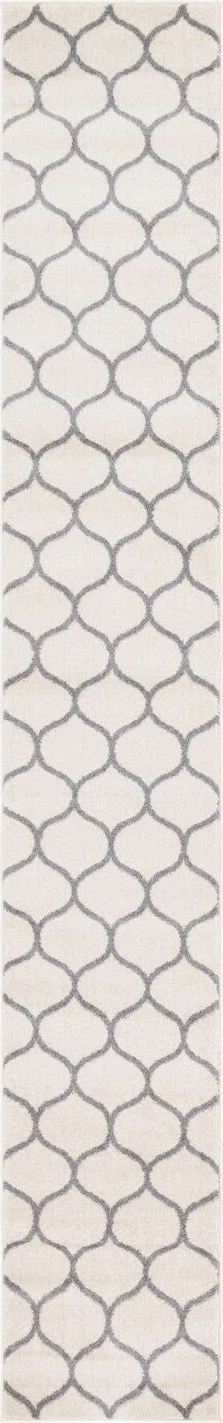 Unique Loom Trellis Frieze Collection Area Rug - Rounded (2' x 13' 1'' Runner, Ivory/ Gray)