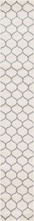 Unique Loom Trellis Frieze Collection Area Rug - Rounded (2' x 13' 1'' Runner, Ivory/ Gray)