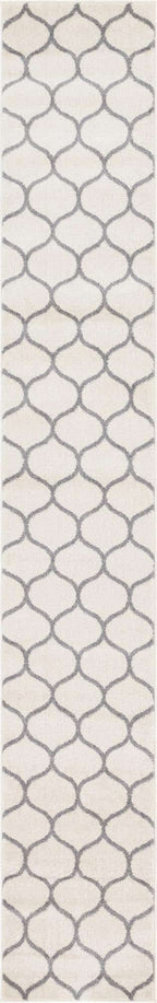 Unique Loom Trellis Frieze Collection Area Rug - Rounded (2' x 13' 1'' Runner, Ivory/ Gray)